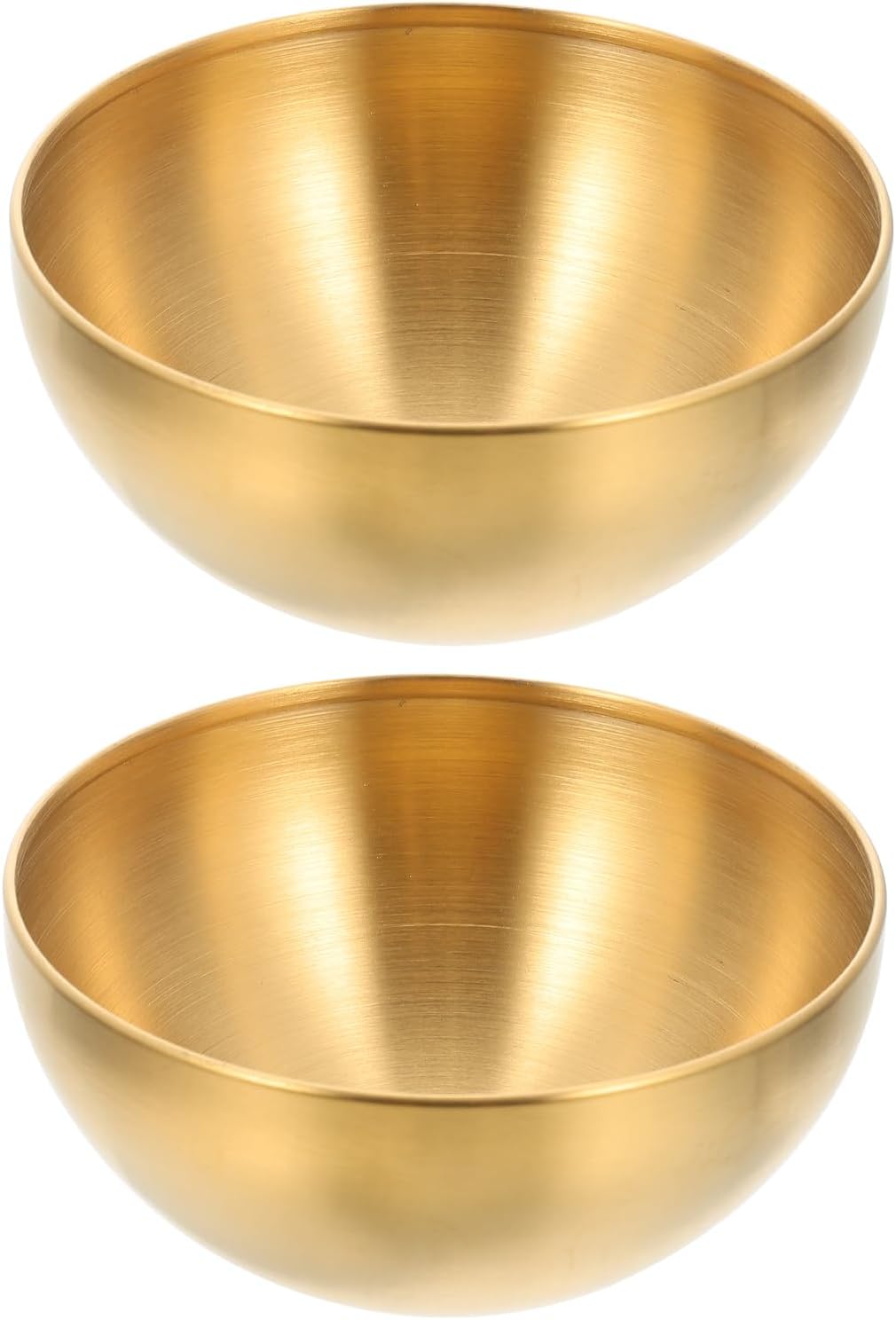Luxshiny 2pcs Stainless Steel Bowl Small Soup Bowls Dinner Serving Bowls Korean Single Layer Metal Bowls for Salad Fruit Snack Dessert (Gold, 4.8in)