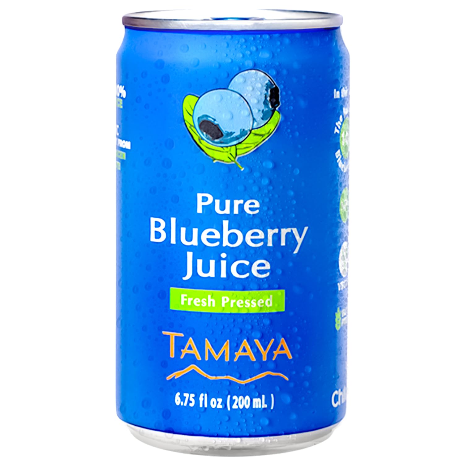 Tamaya Blueberry Juice – Pure Blueberries Fresh Pressed With No Sugar Added – Delicious Refreshing Juice – No Gluten, Vegan Friendly – No Water Mix, Not From Concentrate 6.75 Fl Oz Mini Cans, Pack of 12, Chile