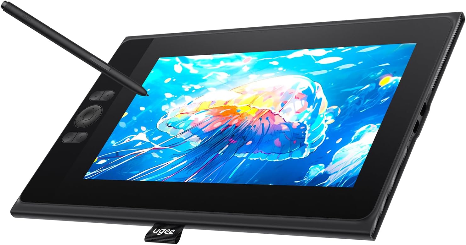 UGEE UE12 Graphics Tablet with Screen 11.6 Inch, 124% sRGB Fully Laminated Drawing Moniitor, Ultra Wide Color Gamut, Battery-Free Stylus 16K Levels for PC, Mac, Android, Chrome