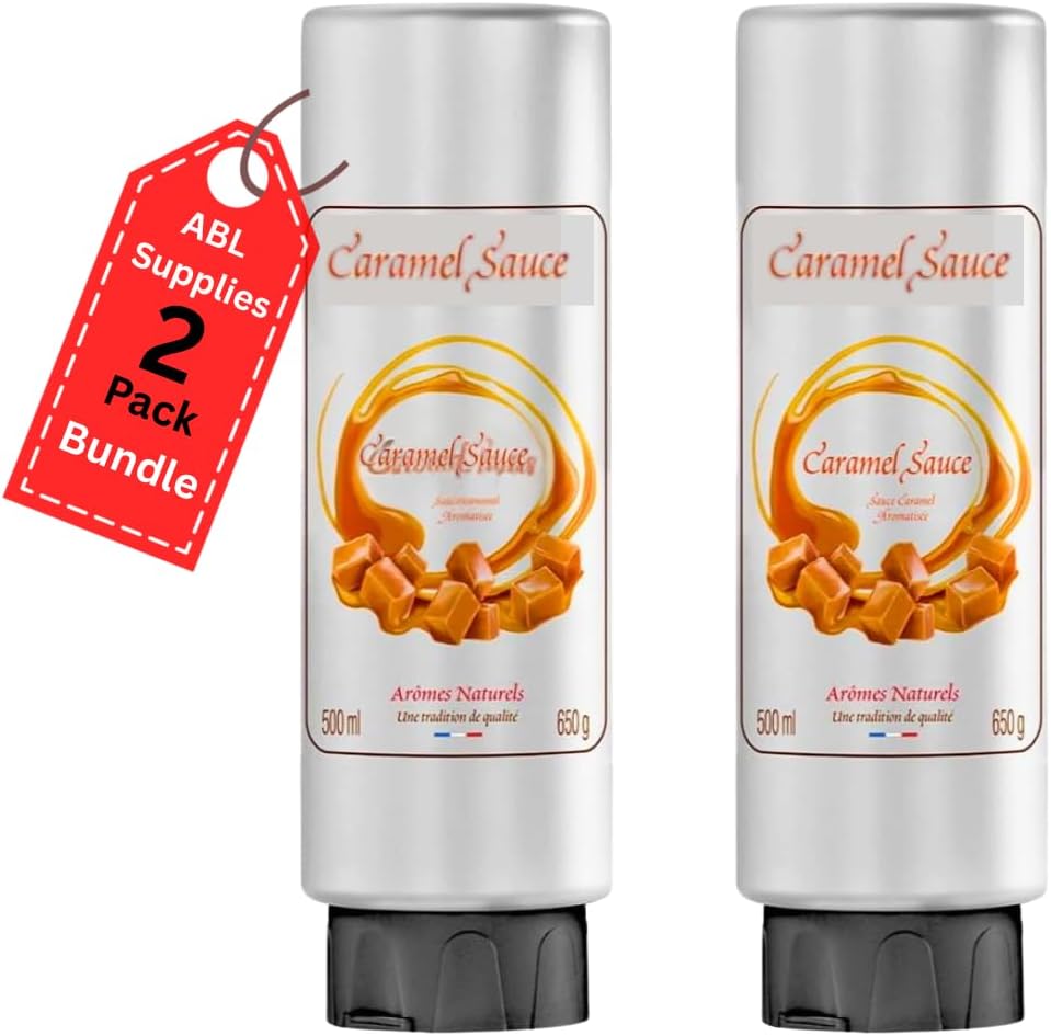 Premium Caramel sauce | 2 x Caramel Sauce 500ml for Mochas, Coffee, Chocolate, Dessert Sauce, ice cream topping and more - ABL Supplies