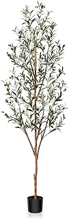 Kazeila Artificial Olive Tree 6FT Tall Faux Silk Plant for Home Office Decor Indoor Fake Potted Tree with Natural Wood Trunk and Lifelike Fruits
