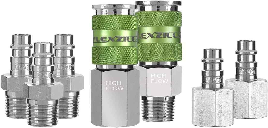Flexzilla Pro High Flow Coupler & Plug Kit, 1/4" Body, 3/8" NPT, 7-Piece - A53657FZ