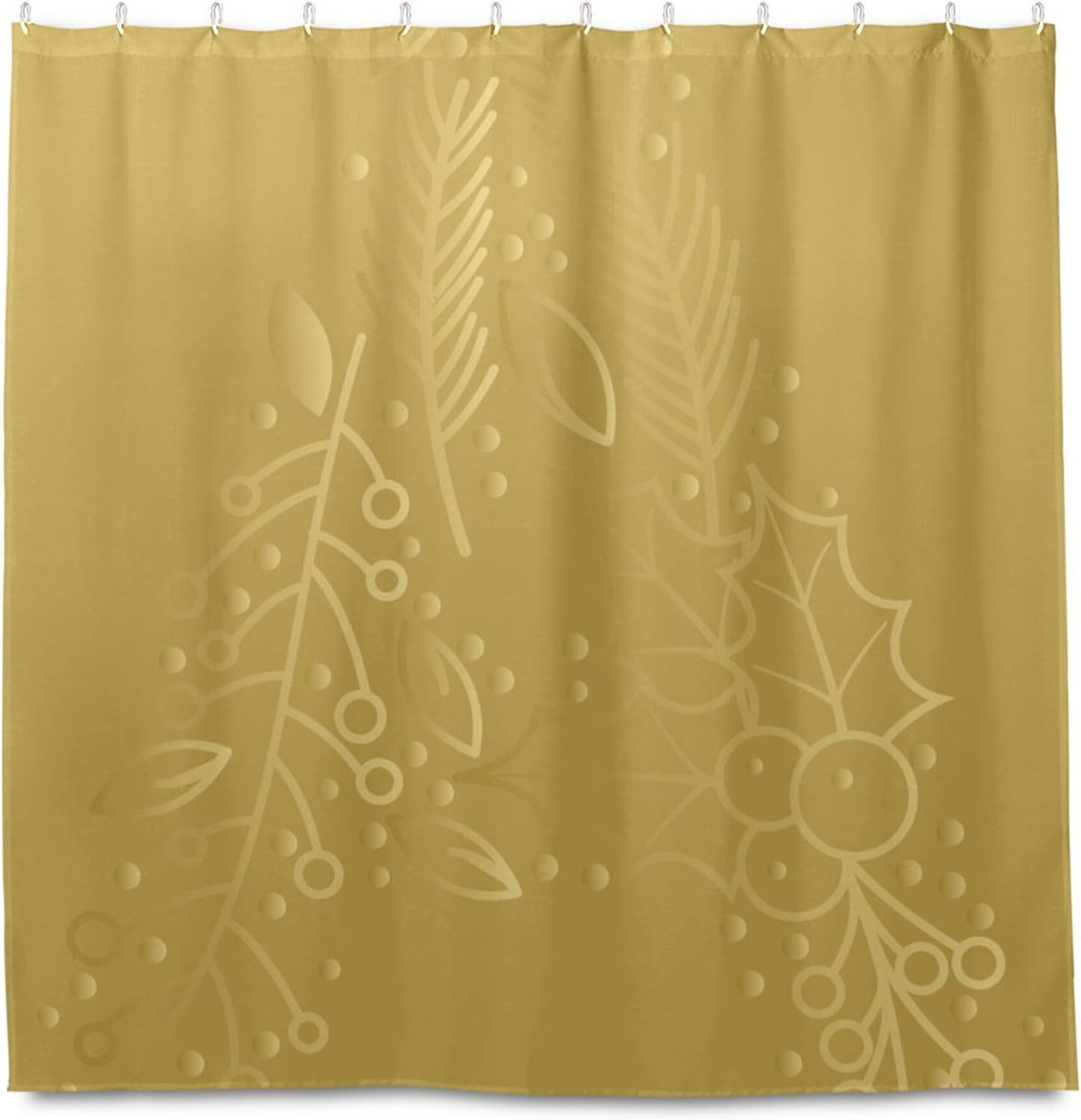 Faux Gold Floral Alpha-01 Shower Curtains Bathroom Curtain Waterproof Washable Polyester Fabric Bathroom Decor 72 x 72 Inches