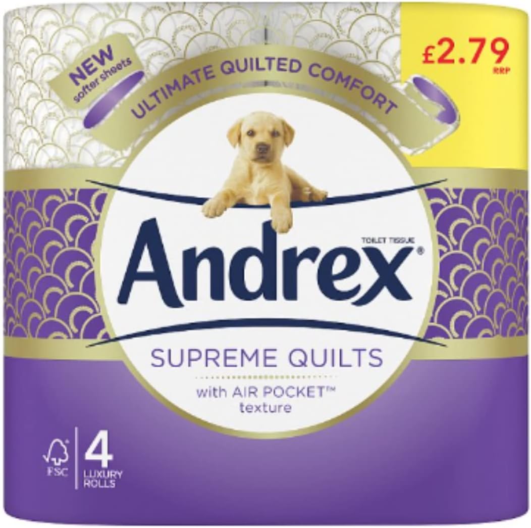 London Grocery Andrex Supreme Quilts Toilet Tissue, 4 Quilted Toilet Rolls x Case of 6