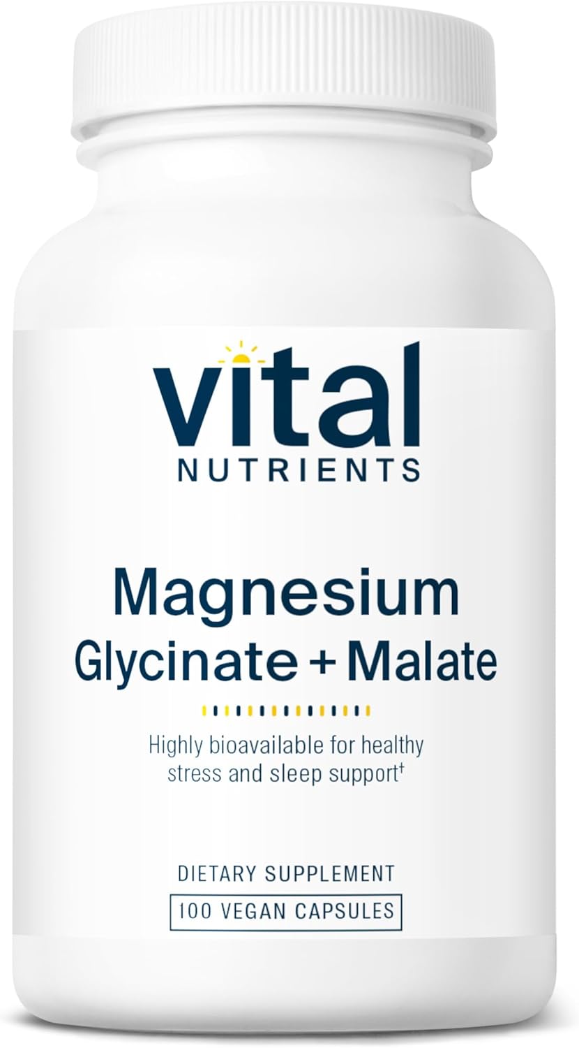 Vital Nutrients Magnesium Glycinate + Malate | 120mg Vegan Magnesium Supplement for Women and Men | Muscle, Heart, Bone Support* | Promotes Relaxation | Gluten, Dairy and Soy Free | 100 Capsules