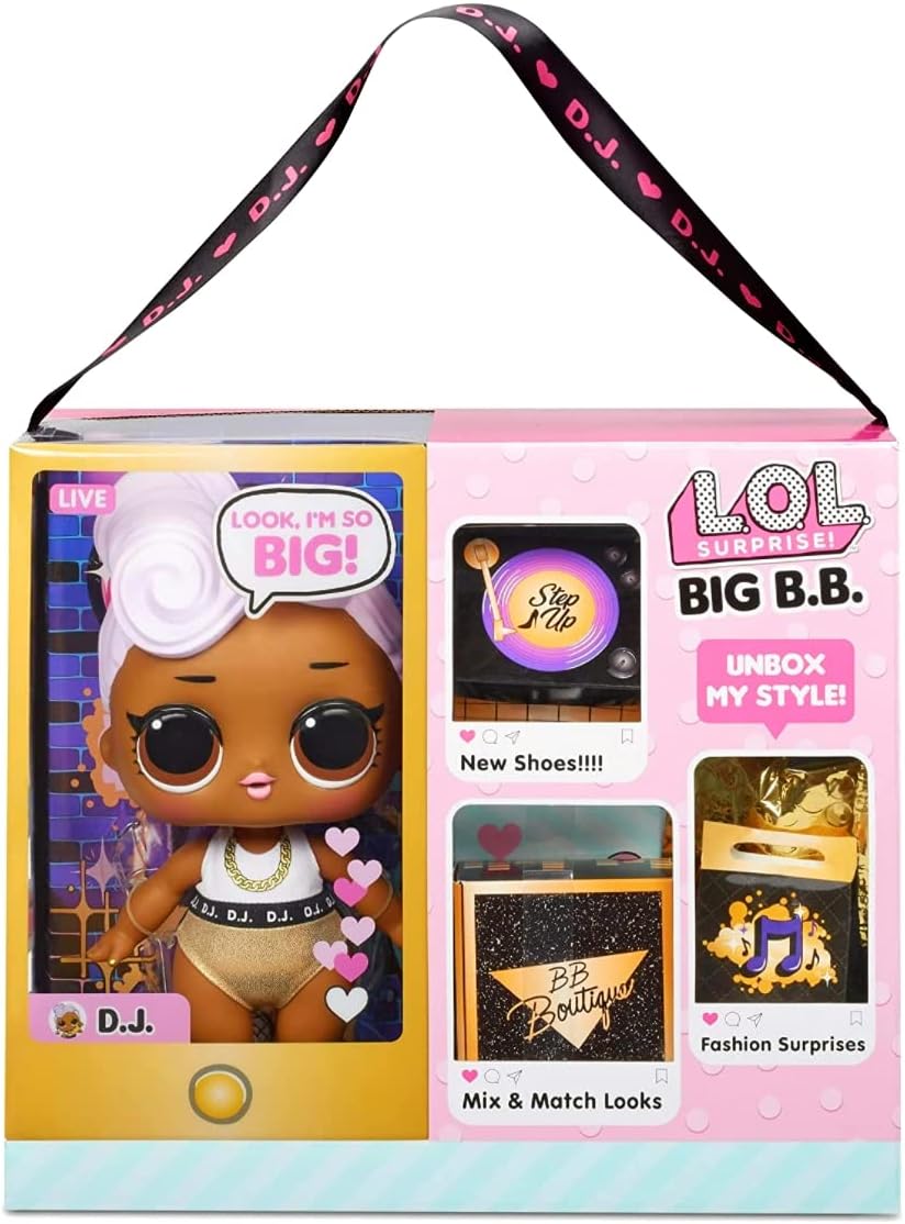 LOL Surprise Big B.B. (Big Baby) D.J. – 11" Large Doll, Unbox Fashions, Shoes, Accessories, Includes Playset Desk, Chair and Backdrop