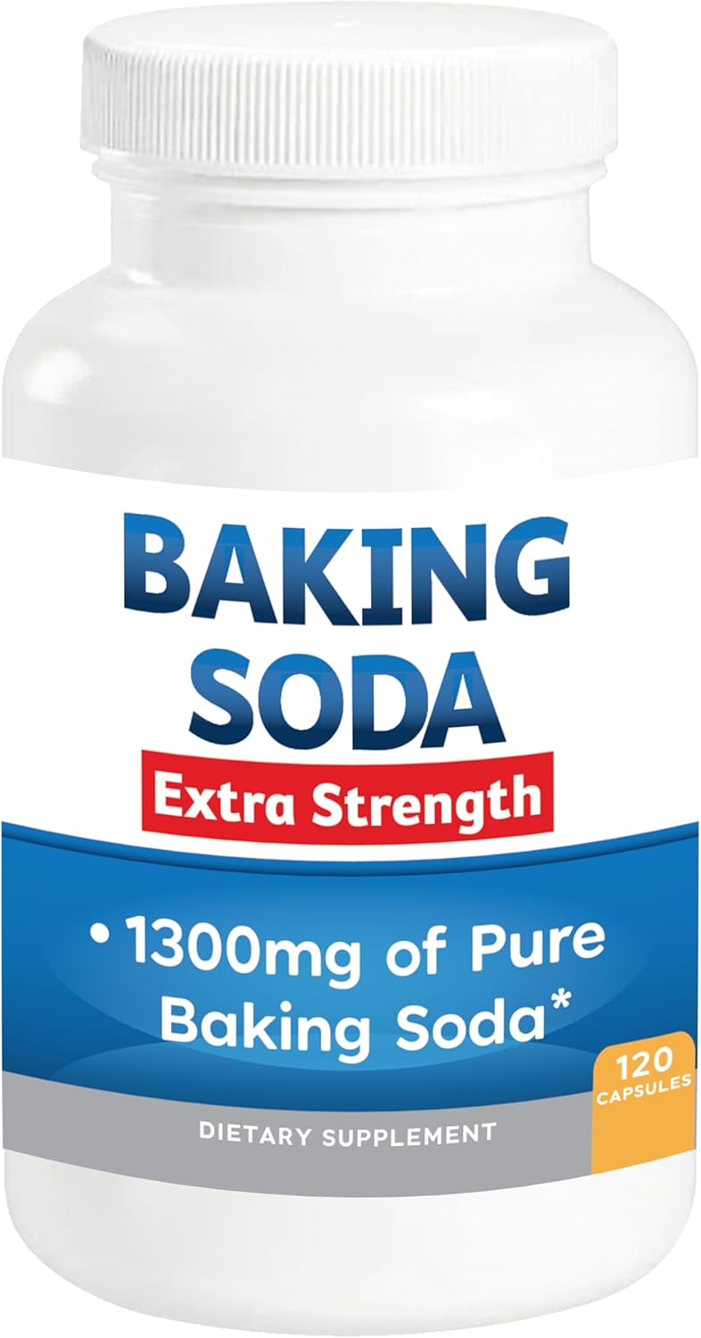 Baking Soda Aluminum Free 1300mg Per Pill Extra Strength Organic Use Pure Baking Soda Capsules for Health & Wellness. Baking Soda Tablets 120 Pills