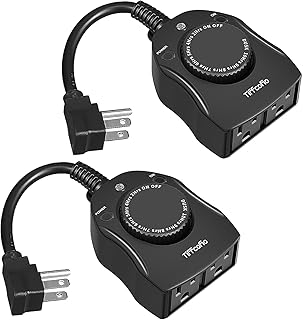 Dusk to Dawn Light Sensor Timer, Weatherproof Outdoor Electrical Outlet Timer with 2 Grounded Outlets, 15A 1/2HP, CSA Listed (2 Pack)