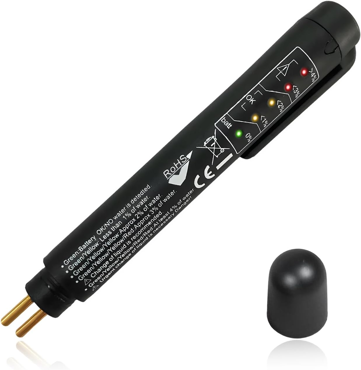 Brake Fluid Liquid Tester Pen, Car Diagnostic Testing Tool with 5 LED Indicators for DOT3 DOT4 DOT5.1 Brake Fluid, Hydraulic Oil Moisture Analyzer for Auto Engine Checking