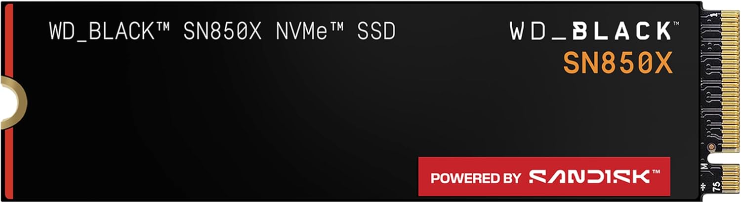 WD_BLACK SN850X 2TB NVMe SSD - M.2 2280, Up to 7,300 MB/s Read speeds, Up to 6,300 MB/s write speeds, Gaming Expansion, High Performance Internal Solid State Drive - WDS200T2X0E
