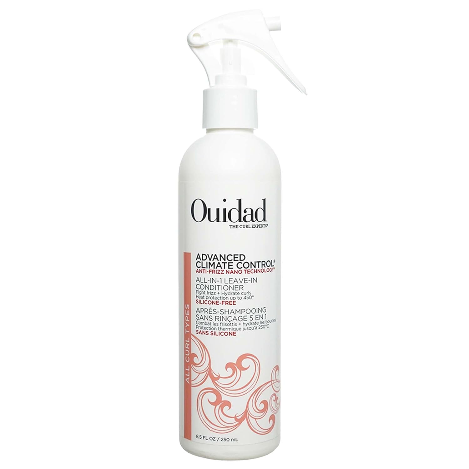 Ouidad Advanced Climate Control Leave In Conditioner for Curly Hair, 8.5 fl oz, Multi-Use Curl Leave In Conditioner & Heat Protectant Spray, Sulfates, Parabens & Cruelty-Free Curly Hair Products