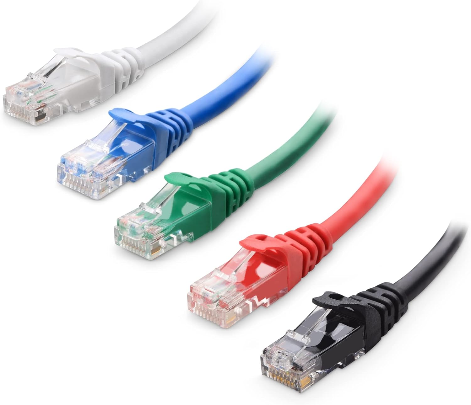 Cable Matters 5-Color Combo 10Gbps Snagless Cat6 Ethernet Cable (Cat6 Cable/Cat 6 Cable) 0.3m