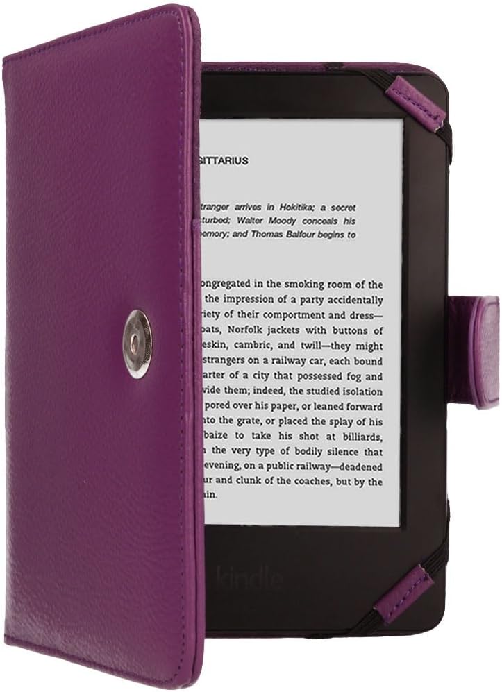 TECHGEAR Kindle PU Leather Folio Case Cover With Magnetic Clasp made for Amazon Kindle eReaders 12th - 4th Generation (2024-2011) & eReader, Paperwhite with 6 inch Screen (PURPLE)