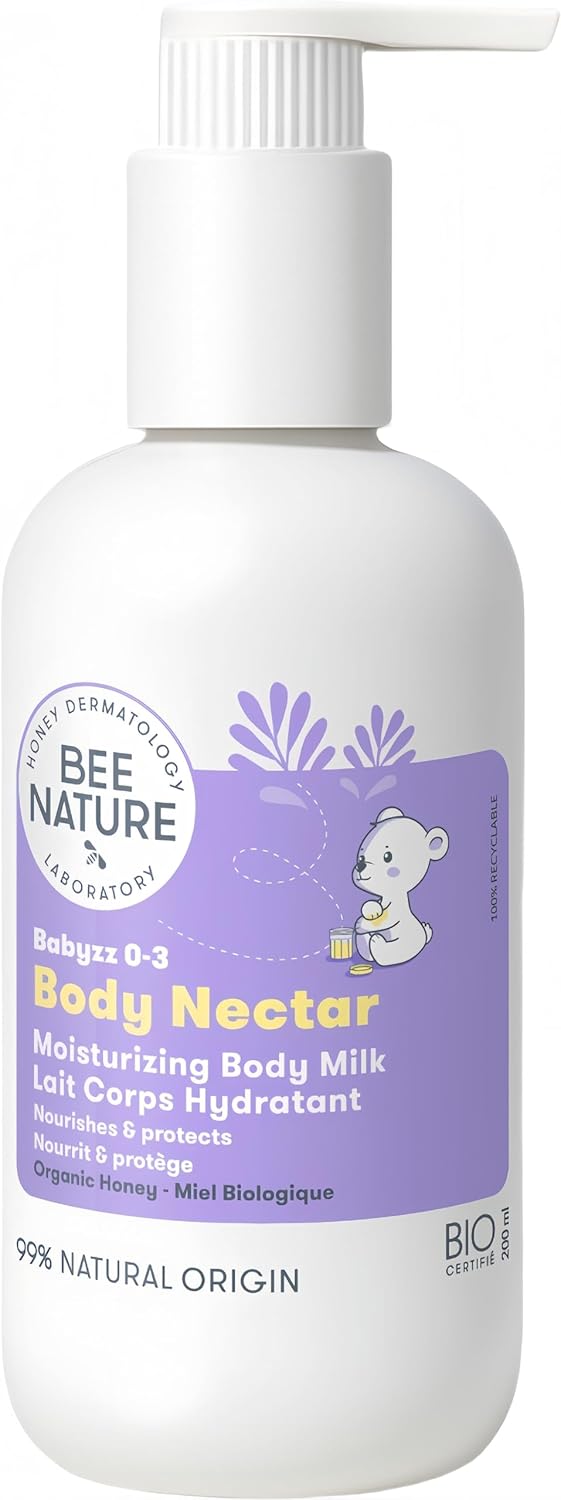 Bee Nature - Baby Body & Face Moisturizing Lotion - Organic Medical Honey - Relieves Rashes Eczema - 99% Natural - Suitable for Newborns Children with Dry, Sensitive and Eczema-Prone Skin - 200ml