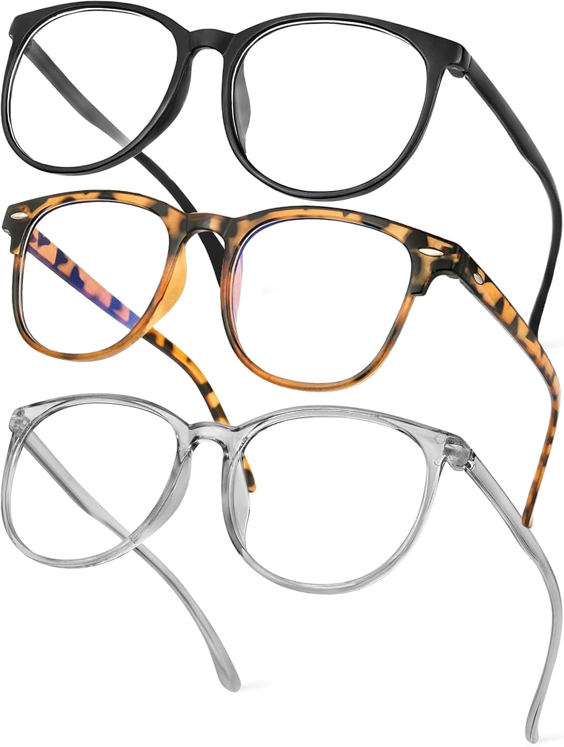 Blue Light Blocking Glasses 3 PCS Light Anti Glare Glasses Prevent Headaches and Eye Fatigue Computer Glasses Fashion Glasses Lightweight and Wear-Resistant Suitable for Men and Women