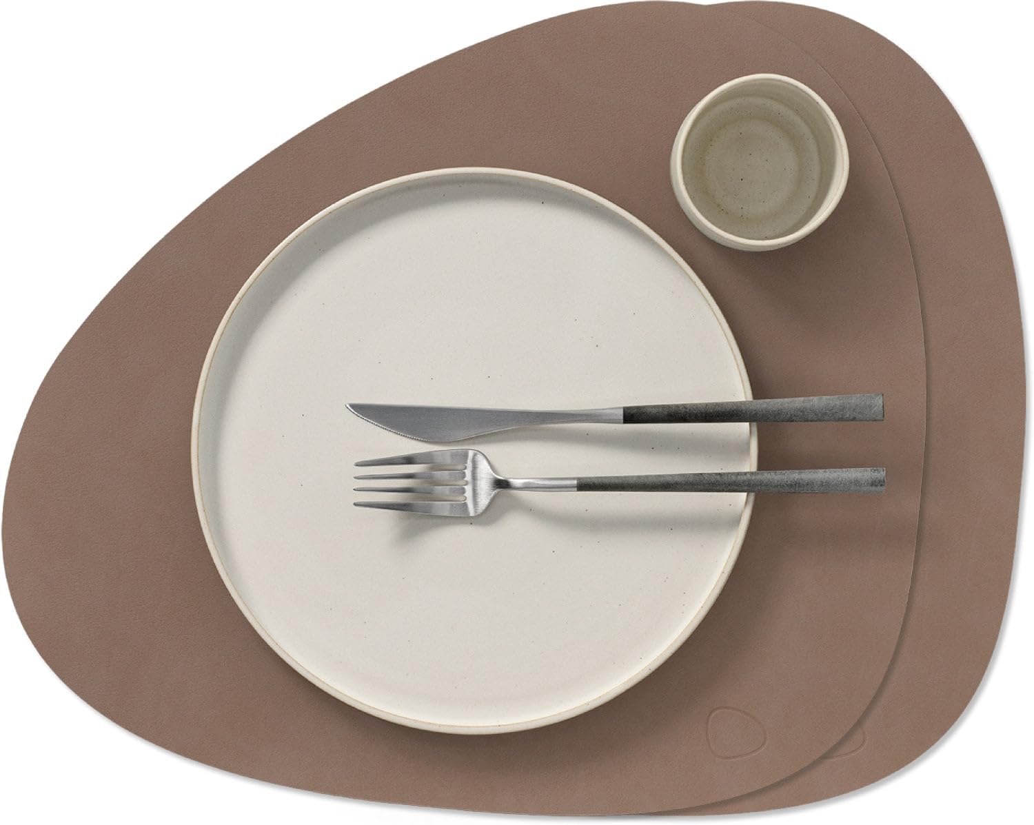 LIND DNA Nupo Placemats Leather Truffle Curved 44 x 37 cm Set of 2