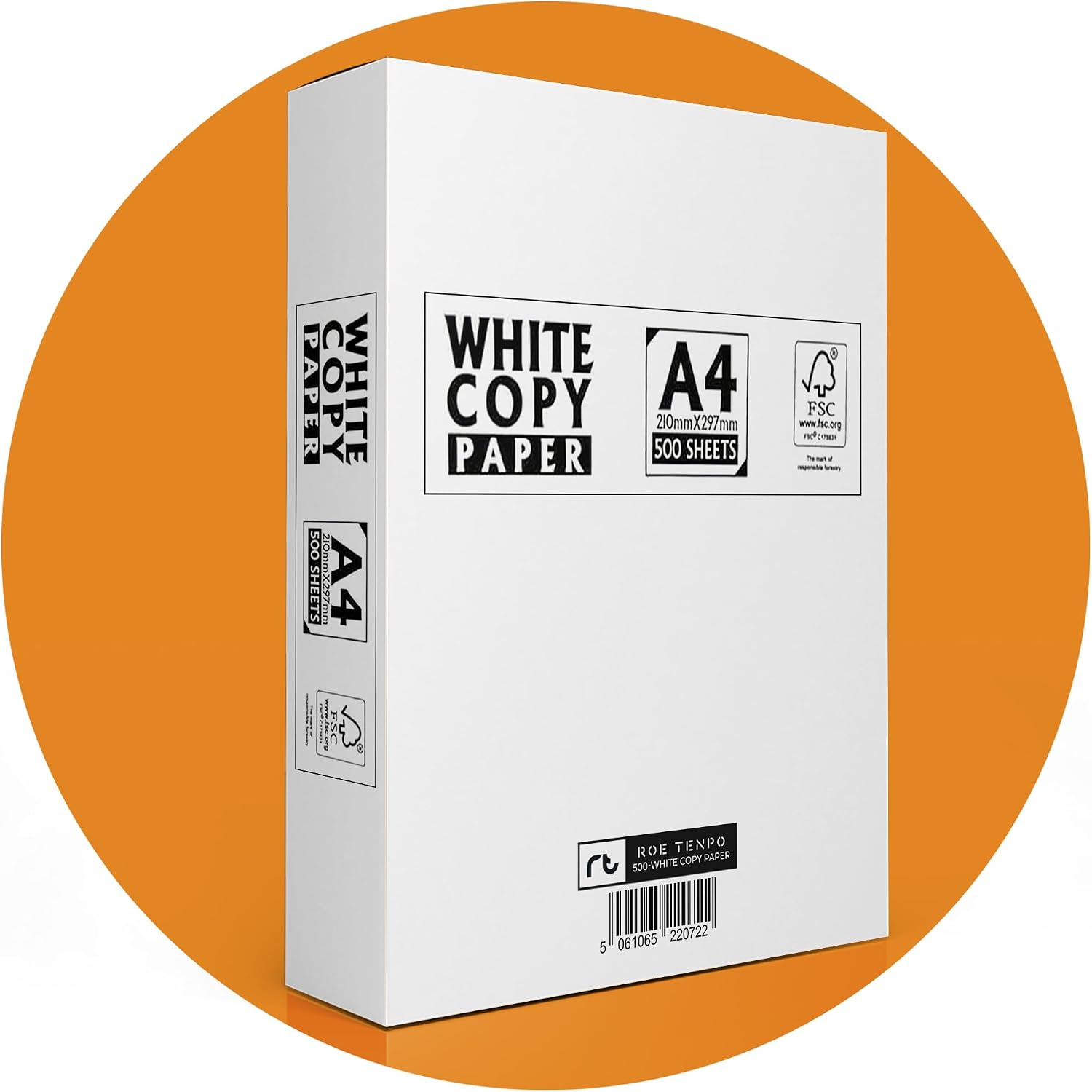 Roe Tenpo Multi-Purpose A4 Printer Paper, White, 500 Sheets – Compatible A4 Paper with Inkjet, Laser Printers & Copiers, Perfect for Home & Office Use (500 Sheets)