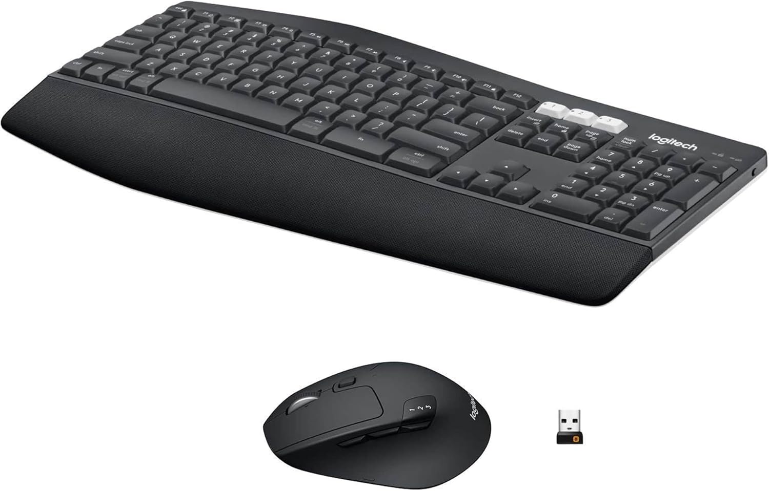 Logitech MK850 Multi-Device Wireless Keyboard and Mouse Combo, 2.4GHz Wireless and Bluetooth, Curved Keyframe & Wireless Mouse, 12 Programmable Keys, 3-Year Battery Life, PC/Mac, QWERTY UK Layout