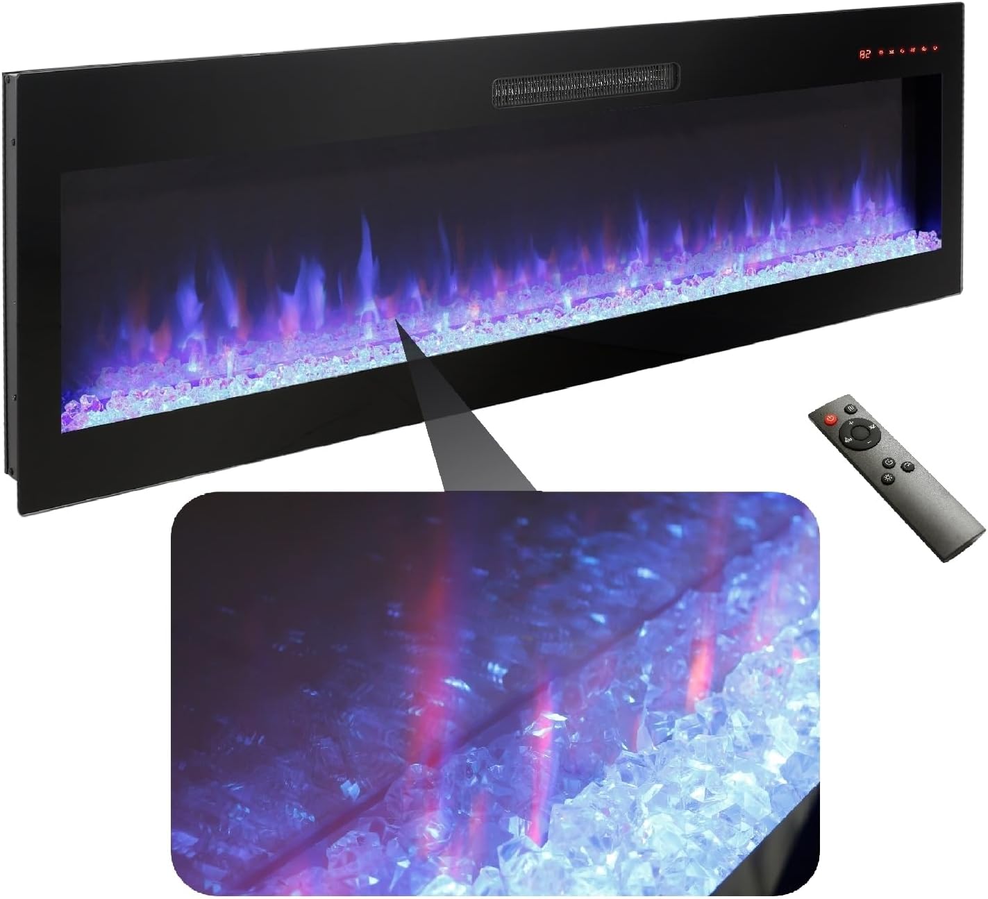 Electric Wall Fireplace Heater Black Fireplace Mantel 50" Electric Fireplace Recessed and Wall Mounted Fireplace Antique