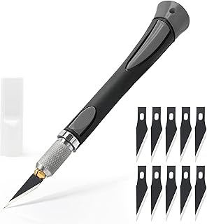 EHDIS Precision Hobby Knife Set Utility Craft Knife Kit with 10PCS Blades for Art, Working-Stencil, Scoring, Scrapbooking, Architecture Modeling, Crafting, Precision Knife-Grey