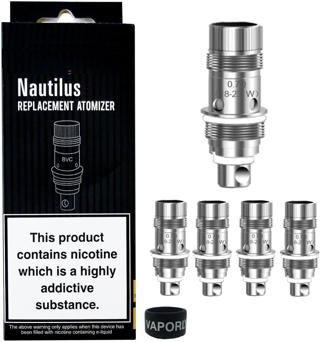 Nautilus coils 0.7 BVC/Mesh for Various Aspire Tanks Such as Nauitlus / 2 / Mini / 3/322 / GT/Zelos, Prime & Vaptio Tyro Kits Vaporly UK (0.7Ω Coil: 18-23 W)