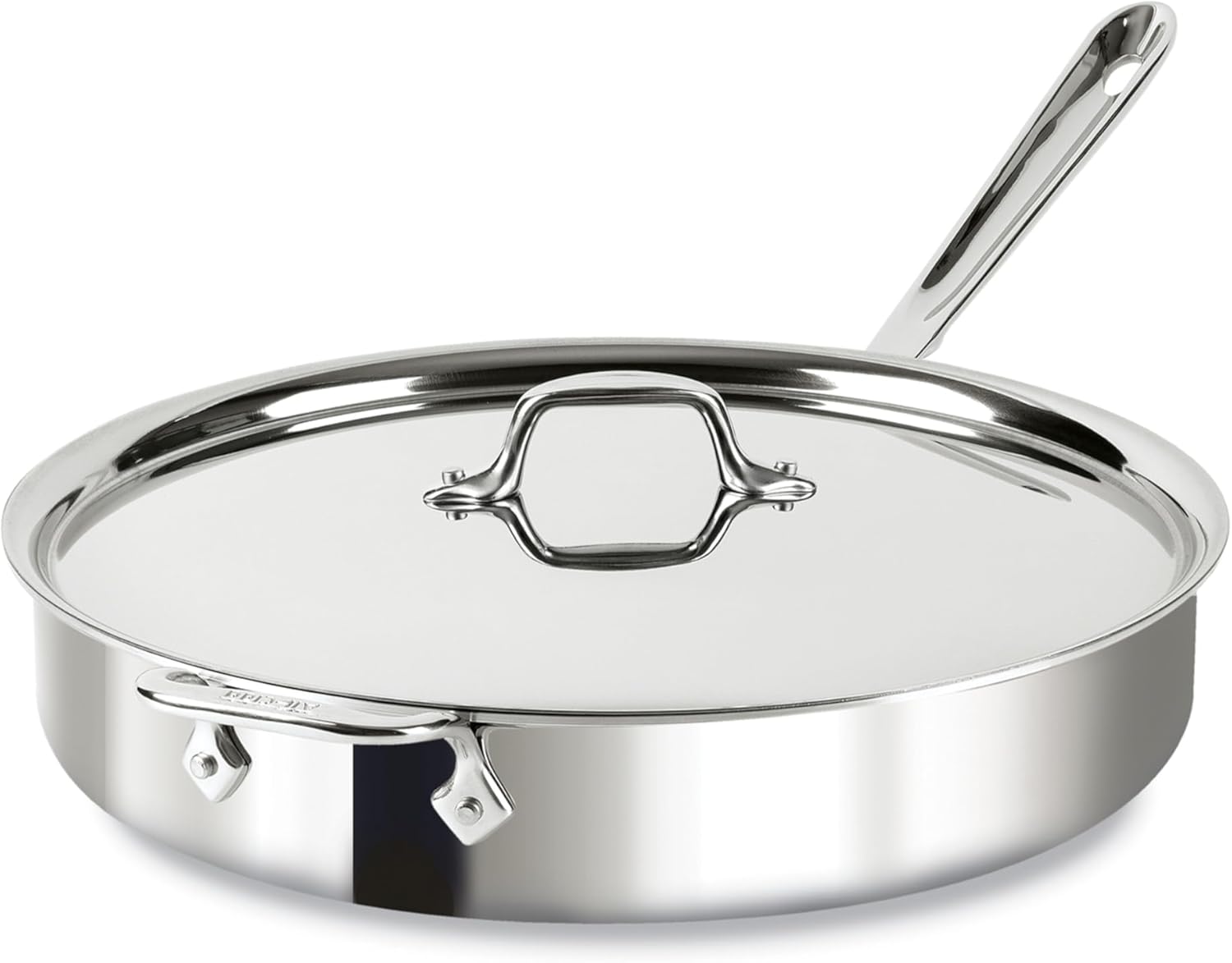 All-Clad 4406 Stainless Steel 3-Ply Bonded Dishwasher Safe Saute Pan with Lid Cookware, 6-Quart, Silver
