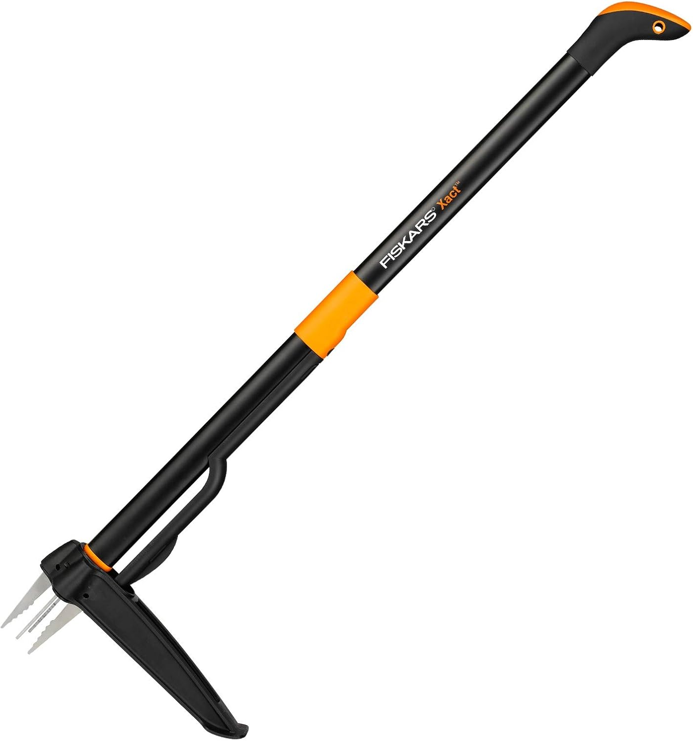 Fiskars Xact Weed Puller, Length: 1 m, Stainless Steel Handle/Plastic Handle, Black/Orange, 1020126