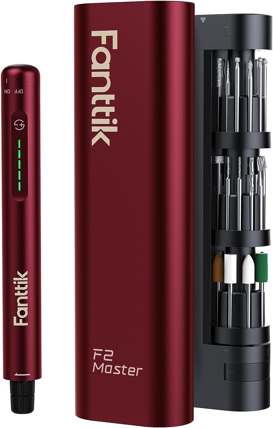Fanttik F2 Master Mini Cordless Rotary Tool Kit 4V, NeoPulse Motor, 5 Variable Speed, 25000 RPM, Revostor Hub, 35 Accessories, Power Tool for Sanding, Polishing, Drilling, Carving, DIY Crafts - Red