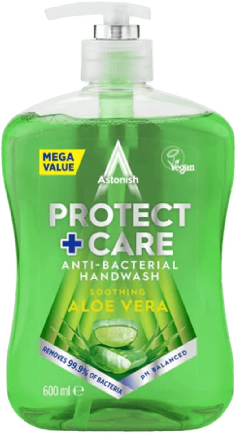 Astonish Protect & Care Anti-Bacterial Handwash, Aloe Vera, 600ml