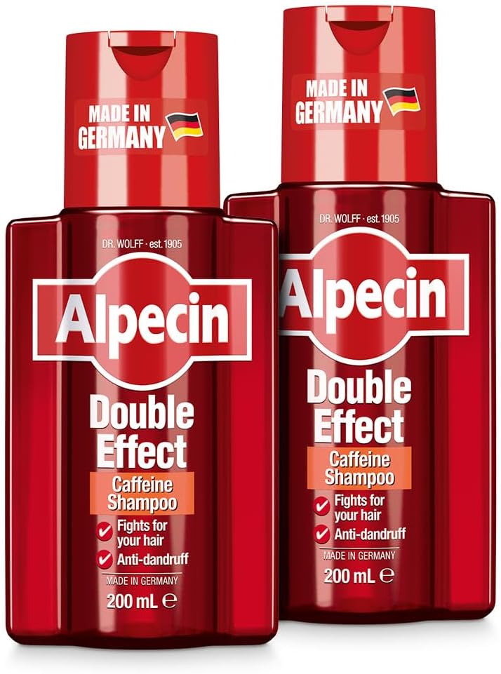 Alpecin Double Effect Shampoo 2x 200ml | Anti Dandruff and Natural Hair Growth Shampoo | Energizer for Strong Hair | Hair Care for Men Made in Germany