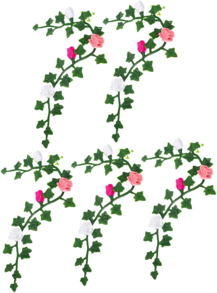 GALPADA 5pcs Miniature Floral Vine Model Faux Flower Decor for Mini Garden Dollhouse and Desk Decoration Realistic Details for Micro Landscape Enhancements
