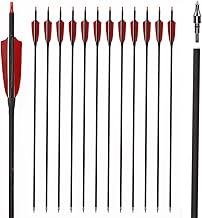 LWANO 30" Carbon Arrows-Archery Target Practice Hunting Arrows with 4" Turkey Feather Spine 500 for Recurve & Long Bow(Pack of 12)