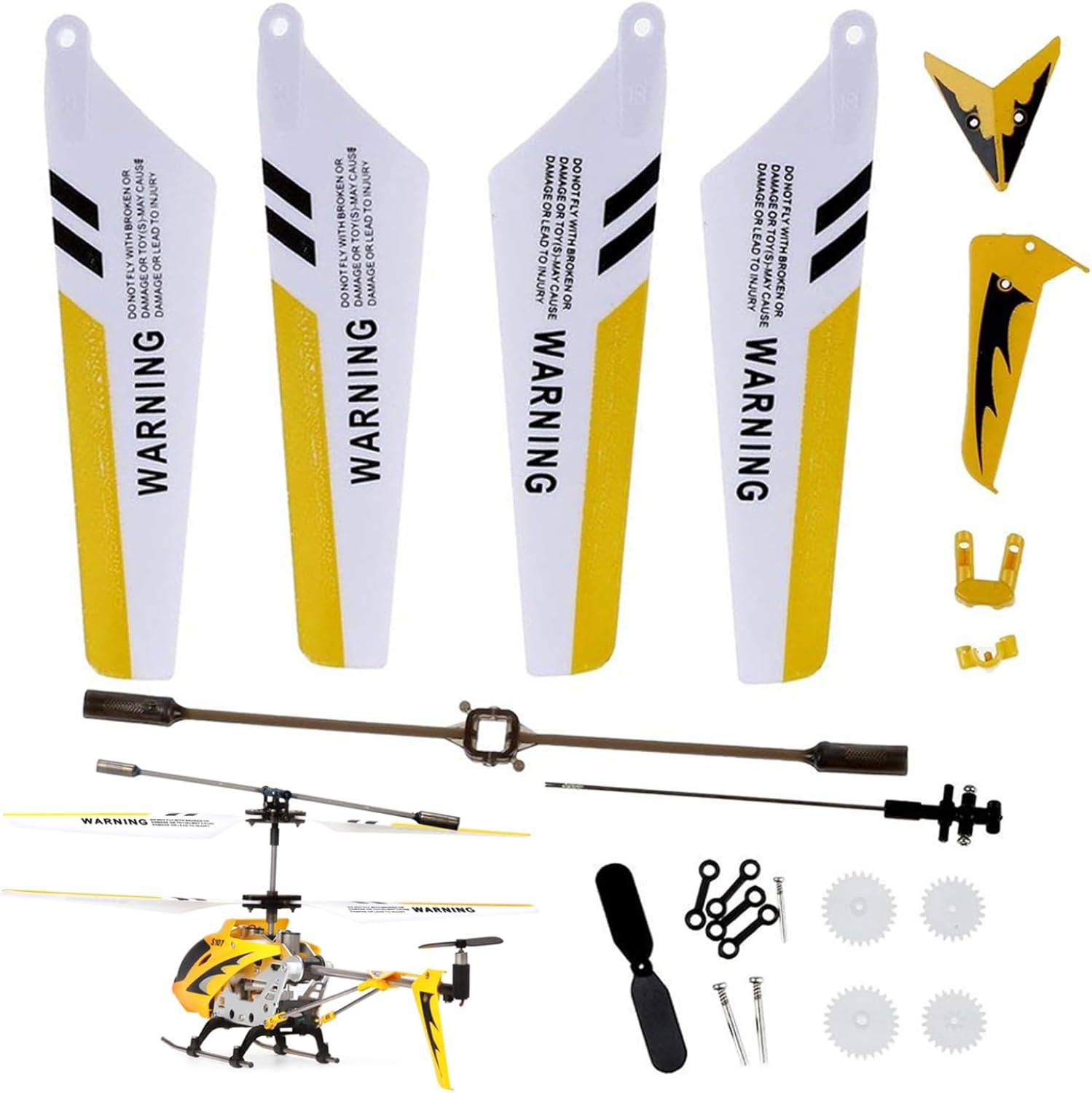 HoveeLuty RC Helicopter Replacement Part 1 Set DIY Yellow Stylish Helicopter Toy Parts Main Shaft Tail Decoration Propeller Balance Bar