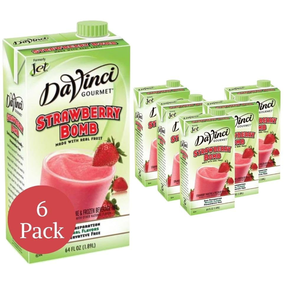 DaVinci Gourmet Strawberry Bomb Smoothie, 64 Fluid Ounce (Pack of 6)