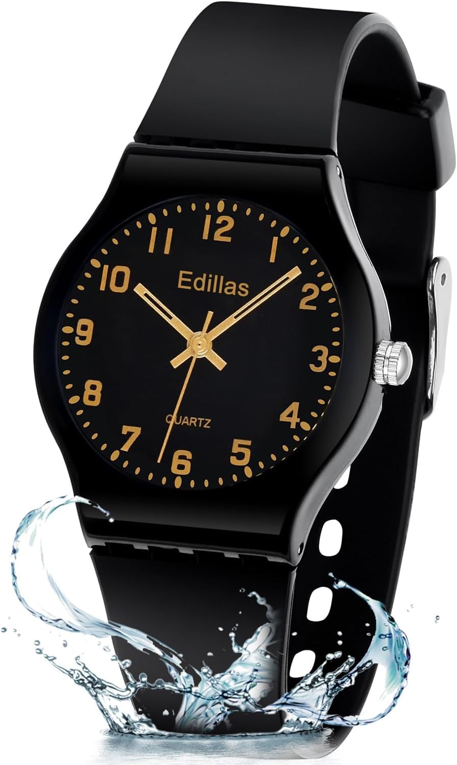 Edillas Kids Teens Watch Analog Girls Boys, Waterproof Stylish Watch for Children,Students with Soft Silicone Strap for Kids Teens 4-16 Years Old