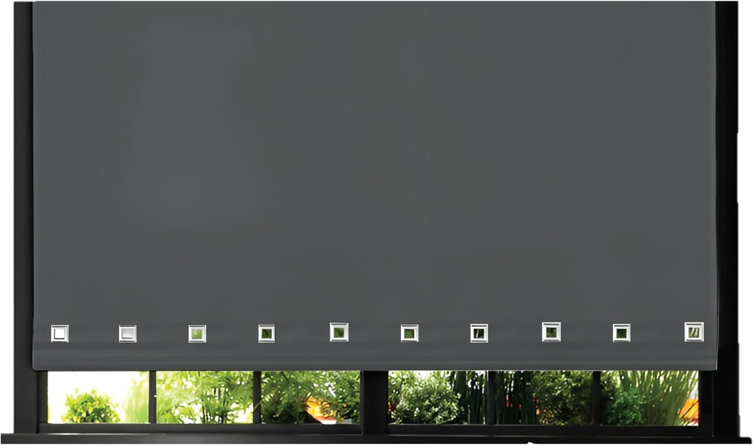 Funky Gadgets Roller Blinds Square Eyelet Light Filtering Roller Blind Daylight Trimmable Blinds Child Safe Easy Fit Metal Tube Home Office Window Blinds-Charcoal Grey, W60 x L165cm