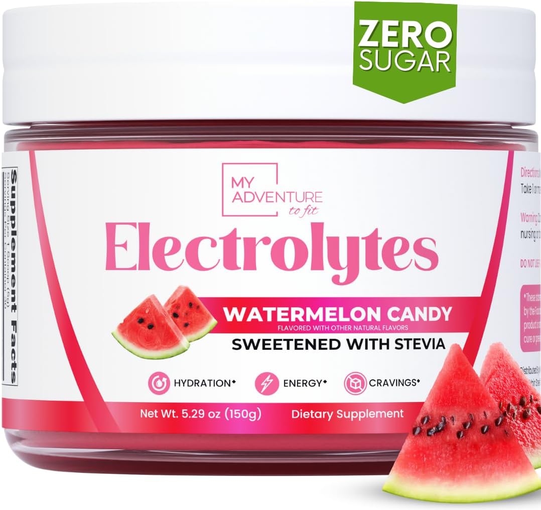 Zero Sugar - Watermelon Candy Electrolytes Powder - Refreshing Hydration - Caffeine Free Energy with All Natural Ingredients - Vegan, Keto and Paleo - Sugar Free Electrolytes Drink Mix - 30 Servings