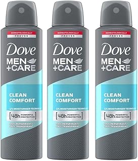 Dove Men+Care Antiperspirant Dry Spray Deodorant for Men Clean Comfort 48 Hour Sweat and Body Odor Protection 3.8 oz 3 Count