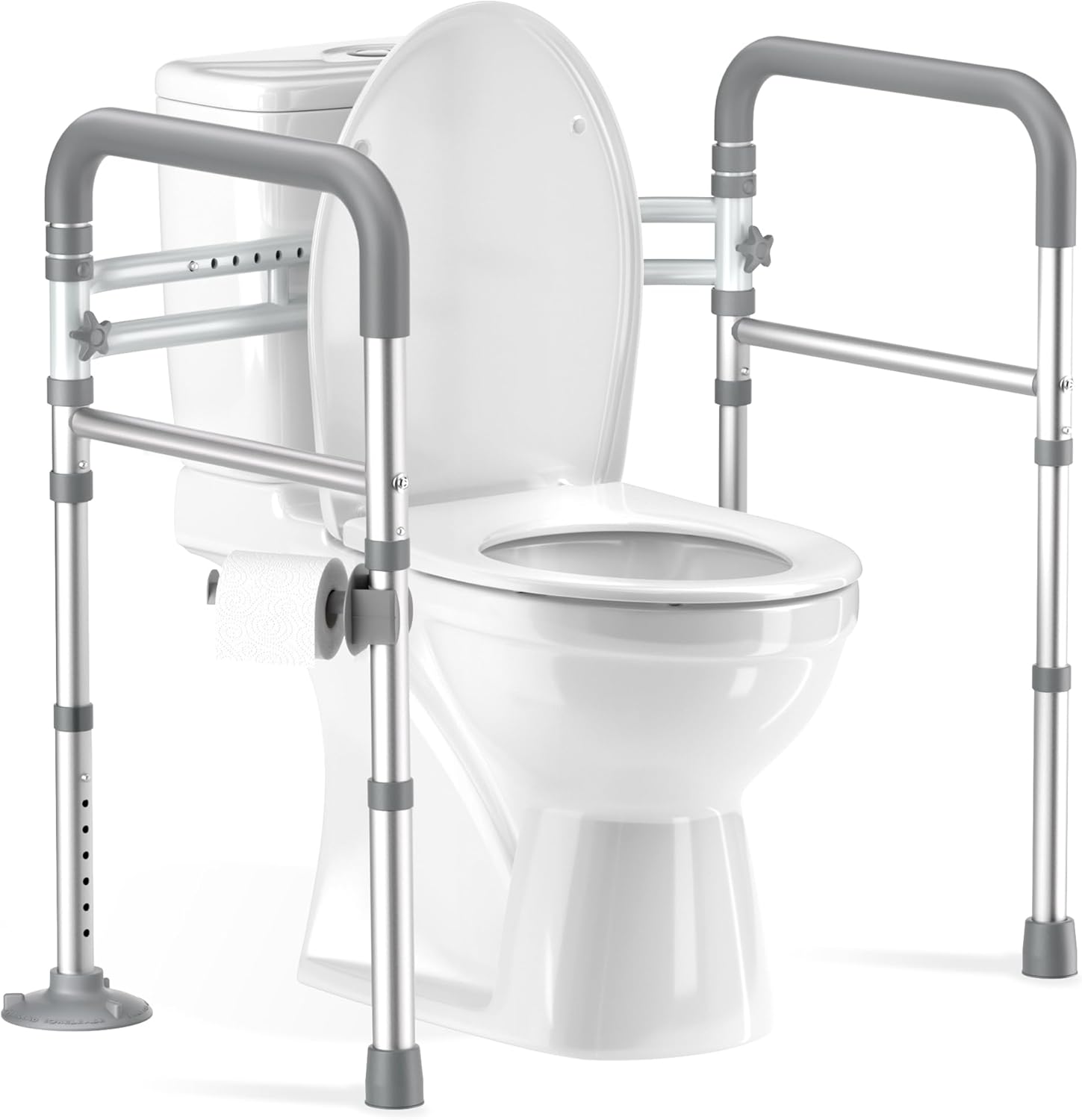 FSA/HSA Eligible Toilet Safety Rails for Seniors, Adjustable Toilet Handles for Elderly and Disabled, Foldable Handicap Toilet Safety Frame Fit Any Toilets (350 LB)