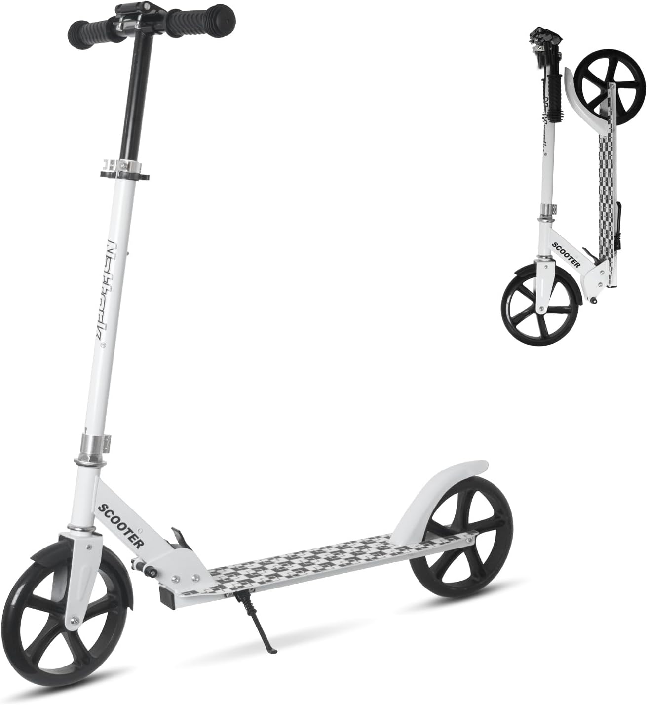 Nattork Scooter for Kids 8-12, Teens and Adults- Adjustable Height Folding Kick Scooter with Large Sturdy Wheels for a Smooth Ride, Lightweight, Anti-Shock Suspension