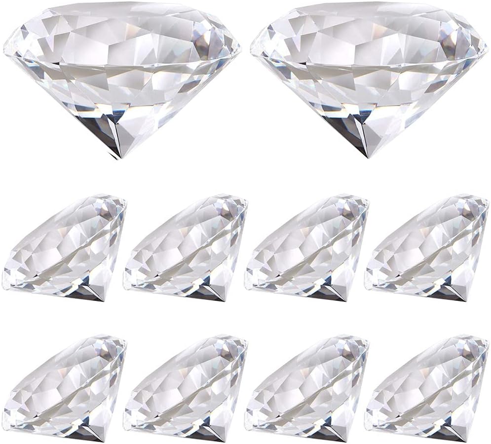 GZGZKJ 10Pcs Bright Crystals Diamonds Gemstones Wedding Crystal Diamond Paperweight Jewels Wedding Decorations Christmas Centerpieces Home Decor (Clear)