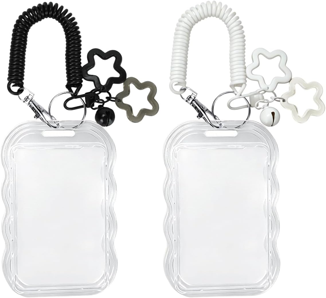Nirvany 2 Pack Kpop Photo Card Holder Cute Photocard Holder Keychain, Transparent PC Holder
