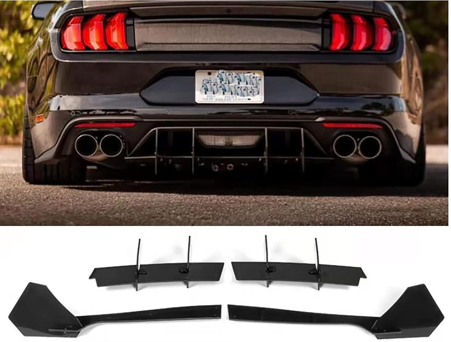 Compatible with Ford Mustang 2018-2021, Rear Bumper Spoiler Diffuser Splitter Diffusor Lip