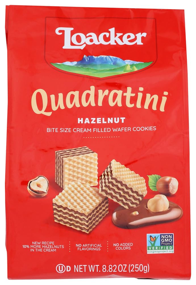 Loacker Quadratini Hazelnut Wafers 8.8 oz each (1 Item Per Order)