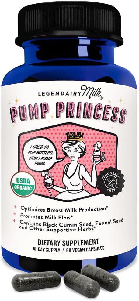 Legendairy Milk Pump Princess Lactation Supplement - Breastfeeding Supplements for Milk Supply Increase and Milkflow - Organic Black Cumin, Fennel and Dill Seeds, Fenugreek Free - 60 Capsules