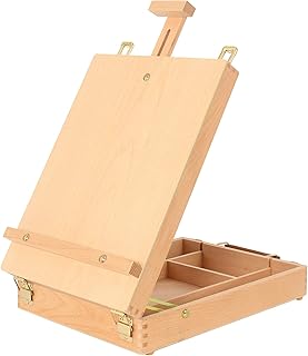 Art Supplies Box Easel Sketchbox Painting Storage Box, Adjust Wood Tabletop Easel for Drawing & Sketching Student (Painting Easel Box)