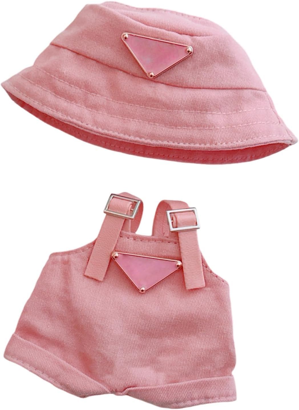 Clothes for Doll(NO Doll) - Hat & Overalls Set , Premium Outfit with Accessories, Stylish Clothes for Doll (Style Pink)