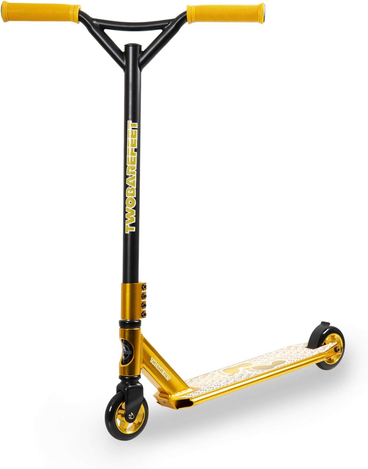Two Bare Feet Logo Model Stunt Scooter for Kids, Teens & Adults - Pro Freestyle Scooter with 360° Spin, ABEC-7 Bearings, Lightweight & Durable for Tricks & Stunts (Gold)