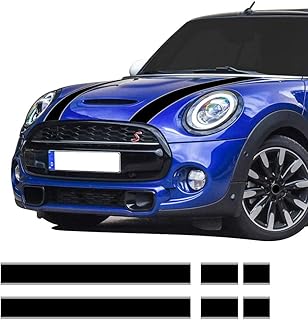 Car Styling Hood Bonnet Stripes Sticker Trunk Rear Engine Cover Vinyl Decal Stickers for Mini Cooper R56 R57 F55 F56 Accessories (Black-Gray)