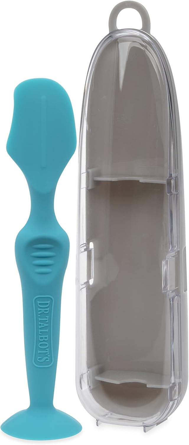 Dr. Talbot's Diaper Cream Brush for Babies - Diaper Rash Cream Applicator with Suction Base and Hygienic Case - Full Size - Aqua Blue